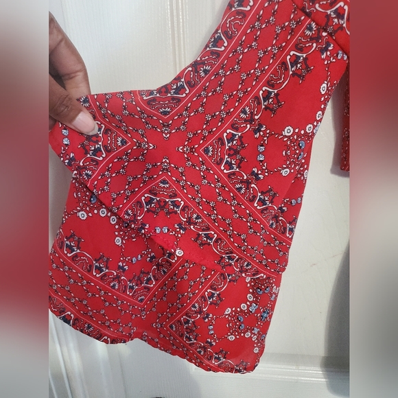 : Altar’d State MacKenzie Crop Top with double Bell Sleeves sz small red - Picture 7 of 9